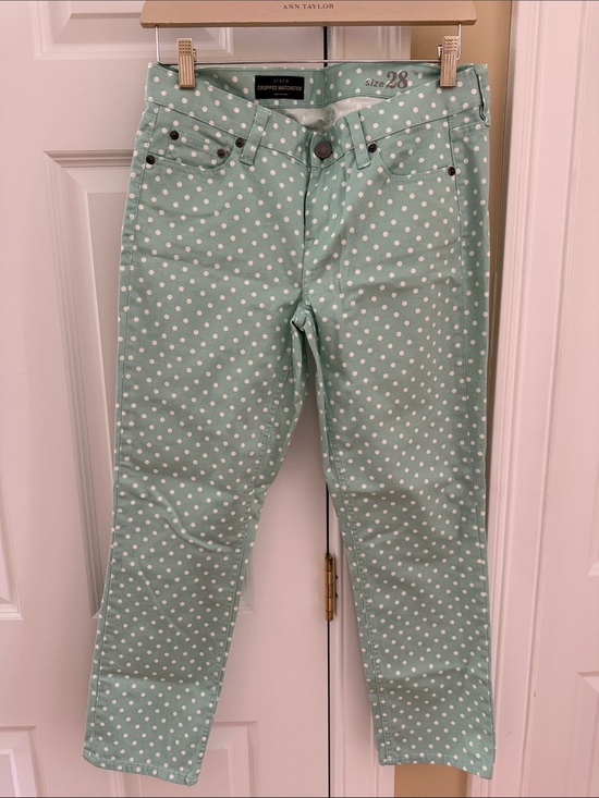 J. Crew Pants - J. Crew Mint Green Polka Dot Jeans